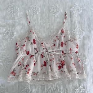 American Eagle Floral Babydoll Tank Top